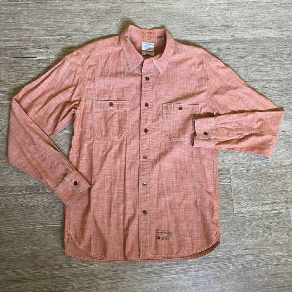 Lucky Brand Dungarees Burnt Orange Button Shirt